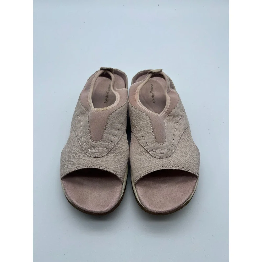 Easy Spirit Womens Blush Pink Leather Slingback Comfort Sandals Open Toe